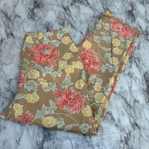 Worthington Vintage Silk Cotton Blend Floral Print 90s retro Pants size 4